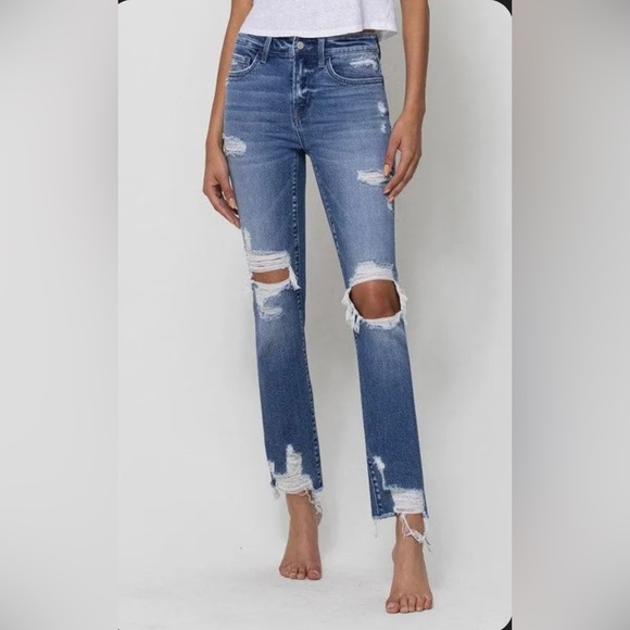 Sleep & Dance Flying Monkey Distressed Denim Mid Rise Jeans 28 - Picture 2 of 7